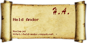 Held Andor névjegykártya